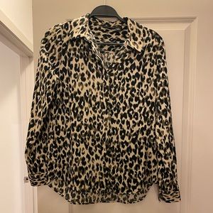 Leopard print button down blouse